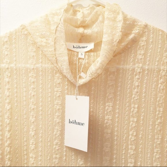 Bohme Ivory/Cream Lace Blouse w/Cowl Neck Sz Small - Picture 2 of 4